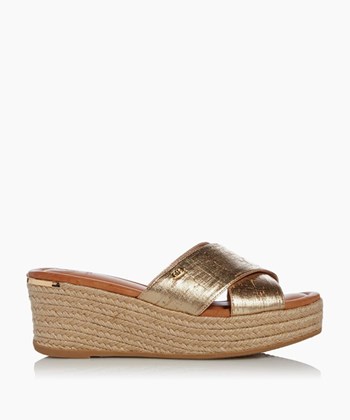 Dune London Kuta T Women's Wedge Sandals Metal | ACH-734651