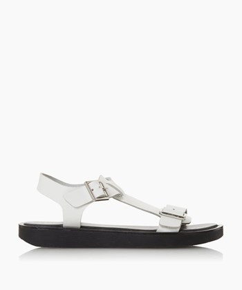 Dune London Langlie T Women's Flat Sandals White | UQW-281437