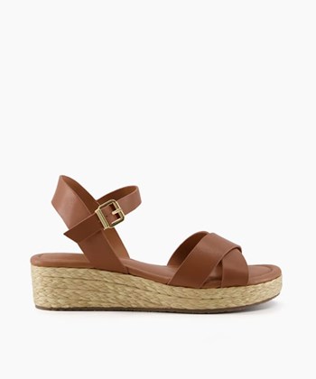 Dune London Linnie Women's Wedge Sandals Brown | OQJ-612789