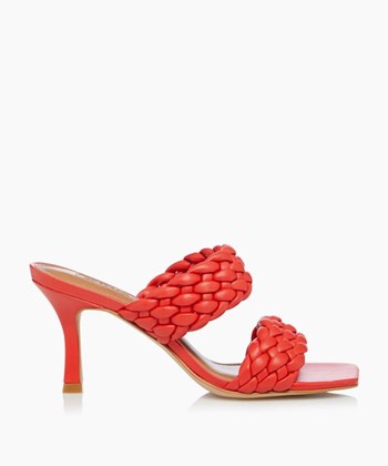 Dune London Moritz T Women's Heeled Sandals Red | RAF-387165