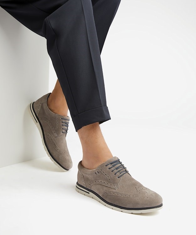 Dune London Barry Men's Brogues Shoes Grey | HWA-142650