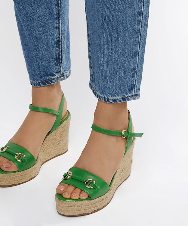 Dune London Kai Women's Wedge Sandals Green | PFN-328470