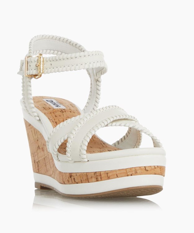 Dune London Karm Women's Wedge Sandals White | DXI-845271