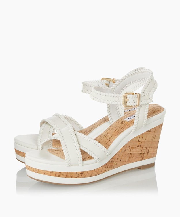 Dune London Karm Women's Wedge Sandals White | DXI-845271