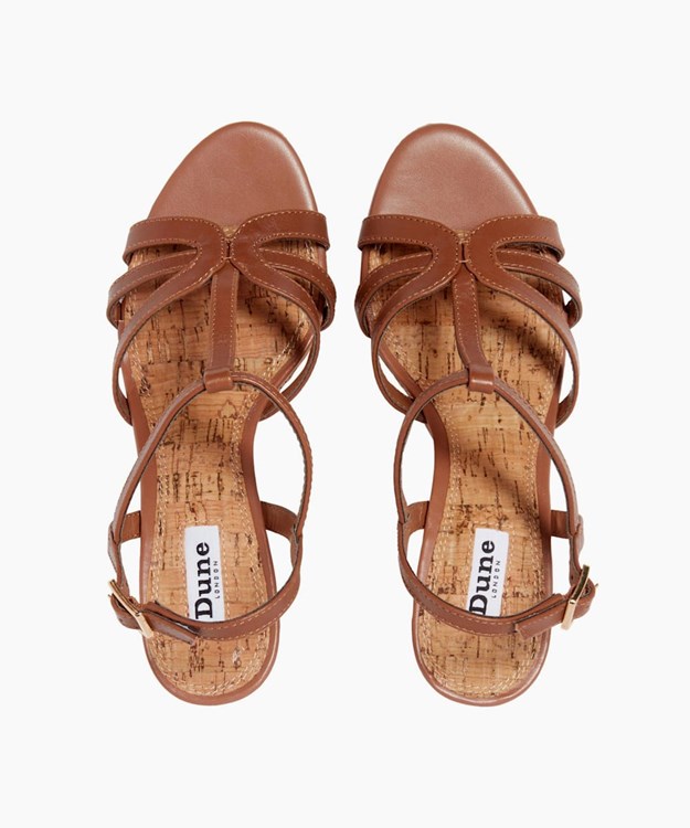 Dune London Keri T Women's Wedge Sandals Brown | RCI-095618