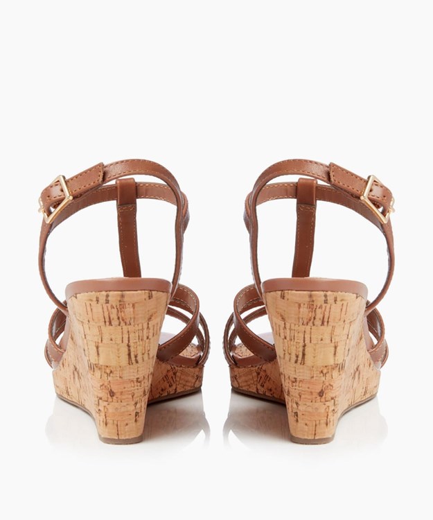 Dune London Keri T Women's Wedge Sandals Brown | RCI-095618