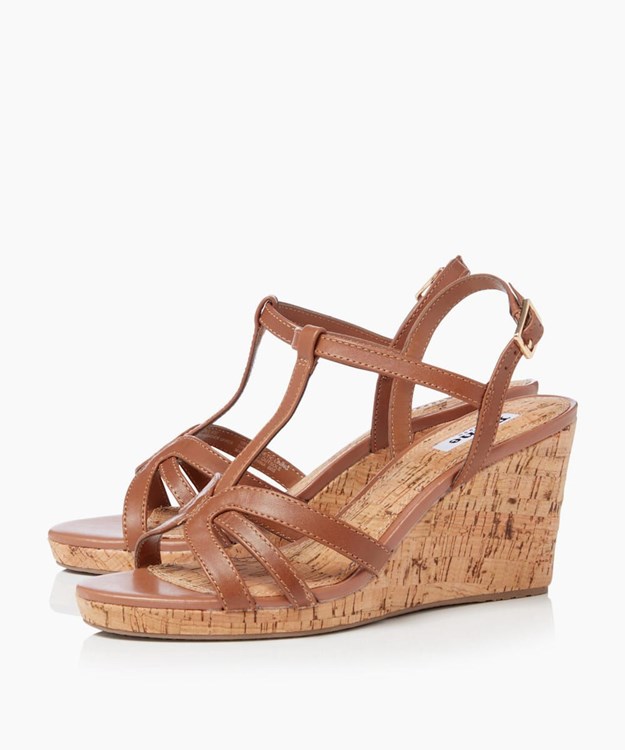 Dune London Keri T Women's Wedge Sandals Brown | RCI-095618