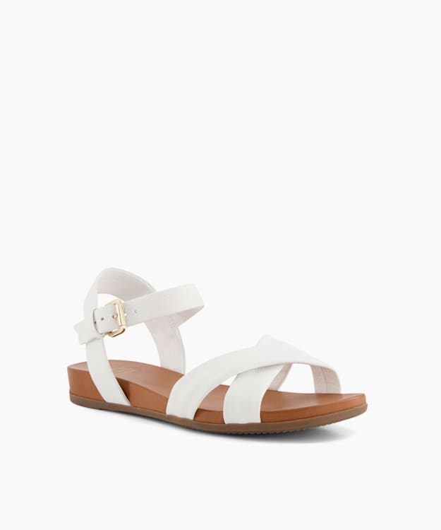 Dune London Landie Women's Flat Sandals White | JFR-593107