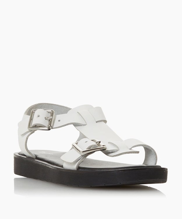 Dune London Langlie T Women's Flat Sandals White | UQW-281437