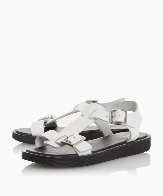 Dune London Langlie T Women's Flat Sandals White | UQW-281437