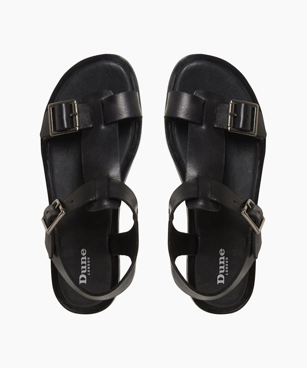 Dune London Langlie T Women's Flat Sandals Black | WDJ-540769