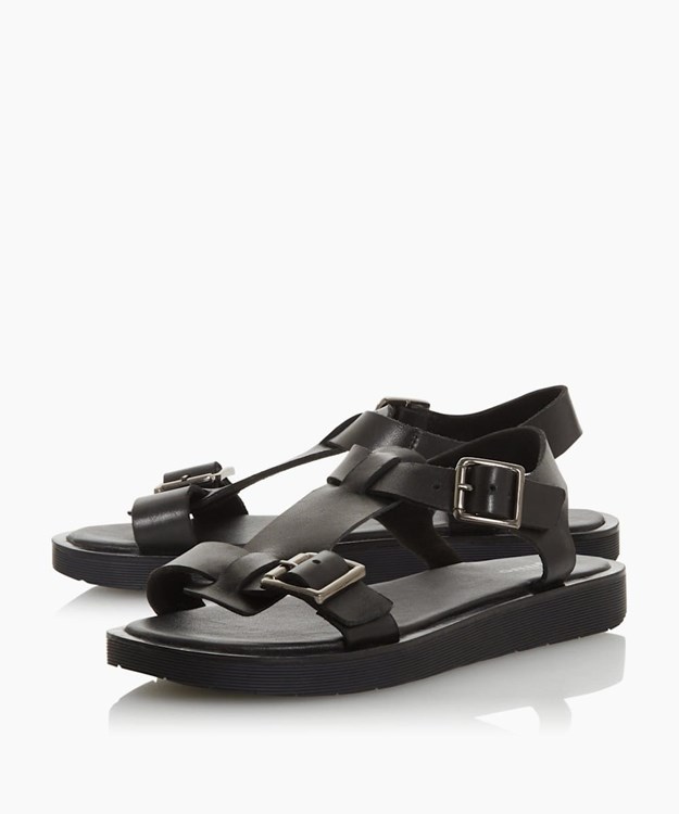 Dune London Langlie T Women's Flat Sandals Black | WDJ-540769