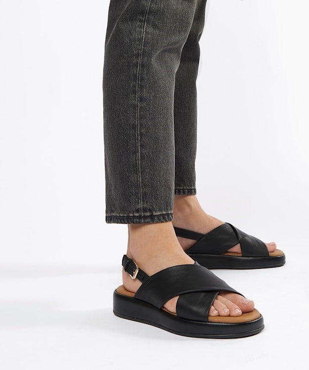 Dune London Latest Women's Flat Sandals Black | VCW-759612