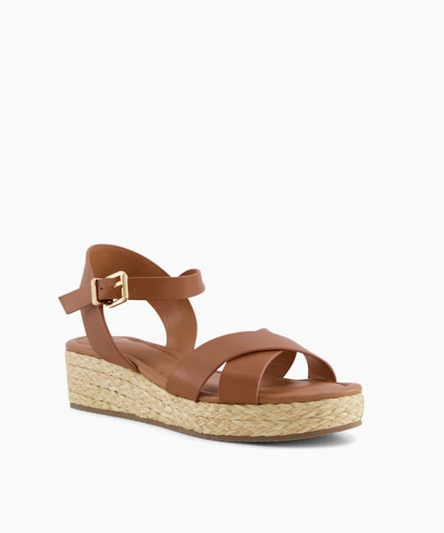 Dune London Linnie Women's Wedge Sandals Brown | OAG-734291