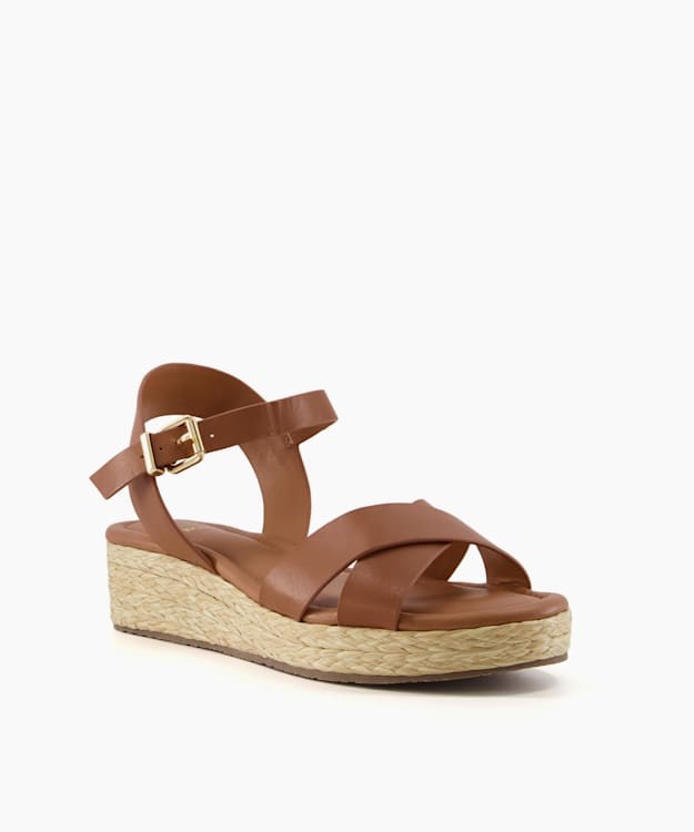 Dune London Linnie Women's Wedge Sandals Brown | OQJ-612789