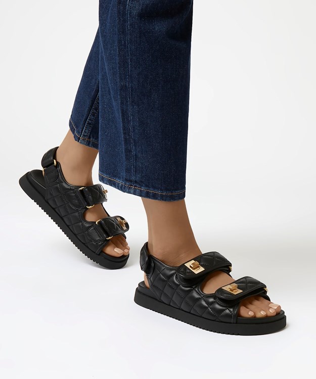 Dune London Lockstockk Women's Flat Sandals Black | IHS-905342