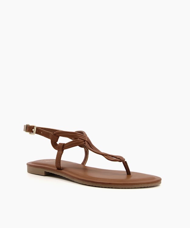 Dune London Logic Women's Flat Sandals Brown | VNZ-234619