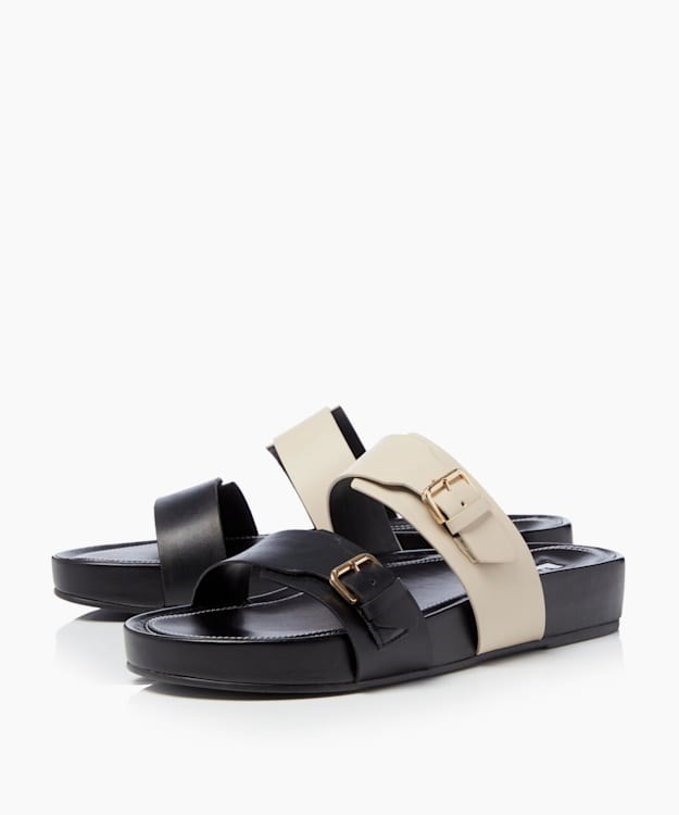 Dune London Loren T Women's Flat Sandals Black | FKL-712396