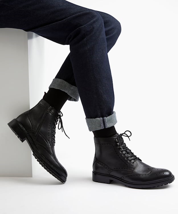 Dune London Masked Men's Smart Boots Black | OQW-609153