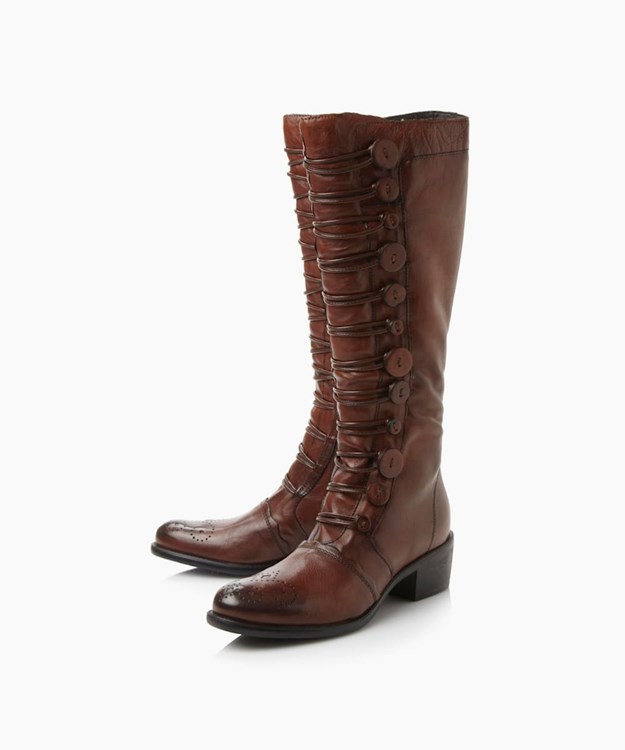 Dune London Pixie D Women's Knee High Boots Brown | CLY-186934