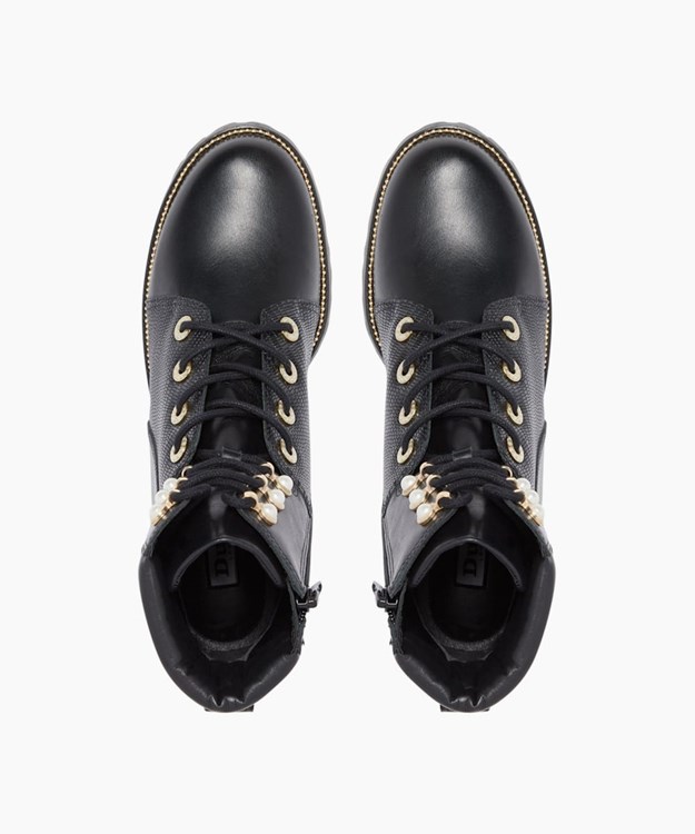 Dune London Pompom Women's Biker Boots Black | IQL-903261