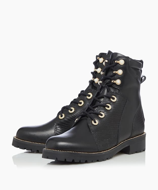 Dune London Pompom Women's Biker Boots Black | RKP-904856