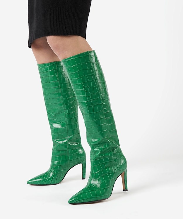 Dune London Spice Women's Knee High Boots Green | PVB-218643